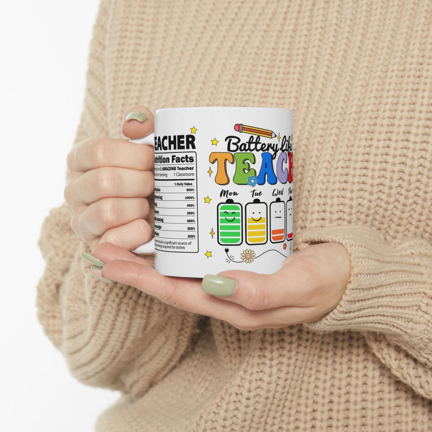 Teacher's Battery Life Ceramic Mug - Fun (11oz, 15oz)