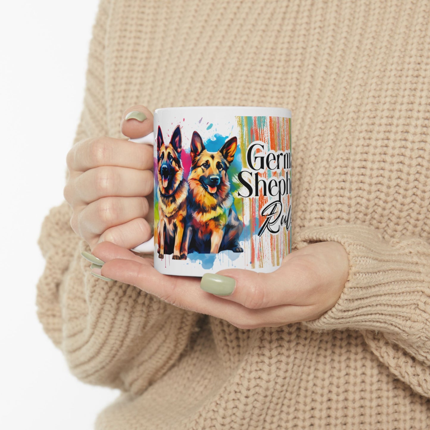 German Shepherd Rules Mug Design - 11oz & 15oz, Perfect Gift for Dog Lovers