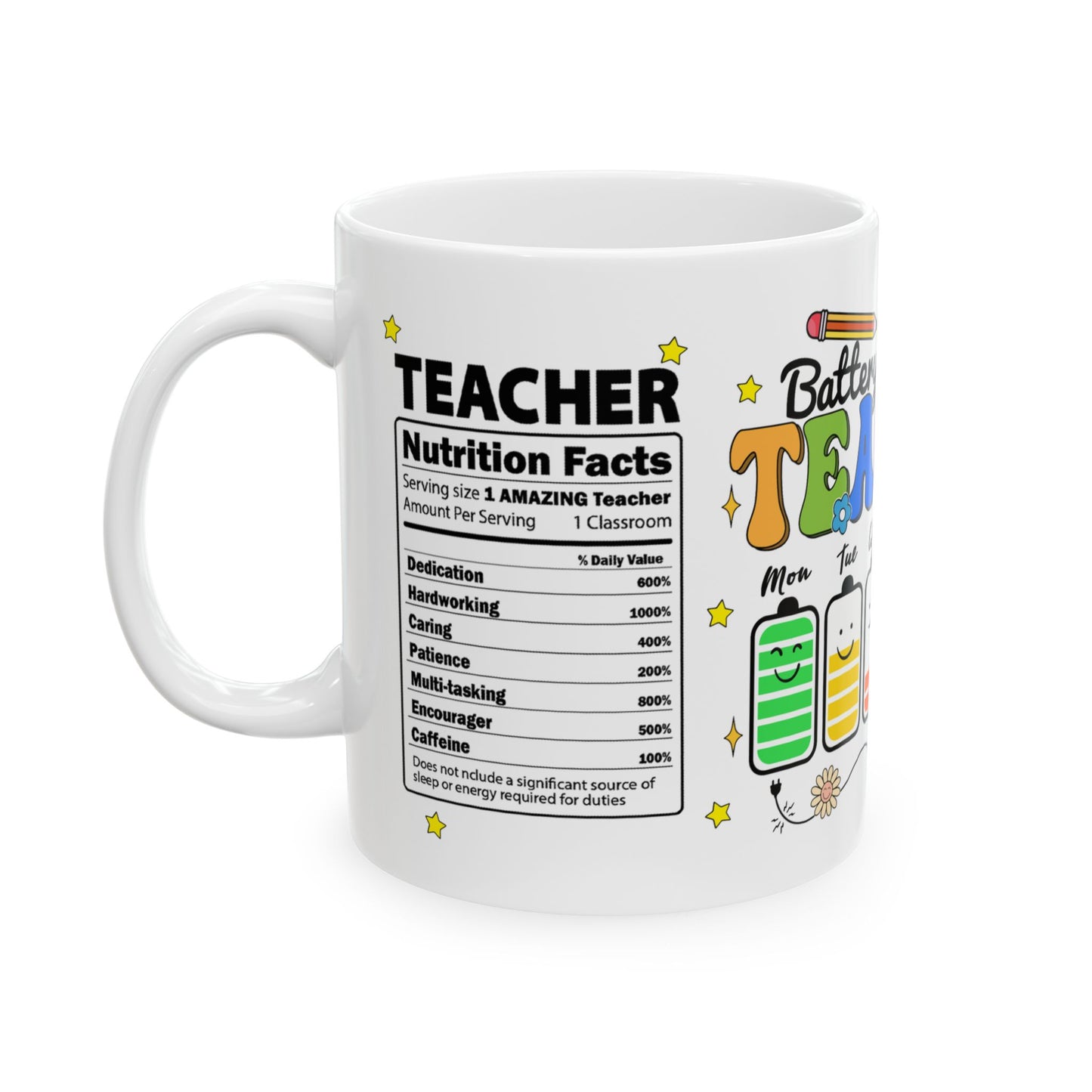 Teacher's Battery Life Ceramic Mug - Fun (11oz, 15oz)