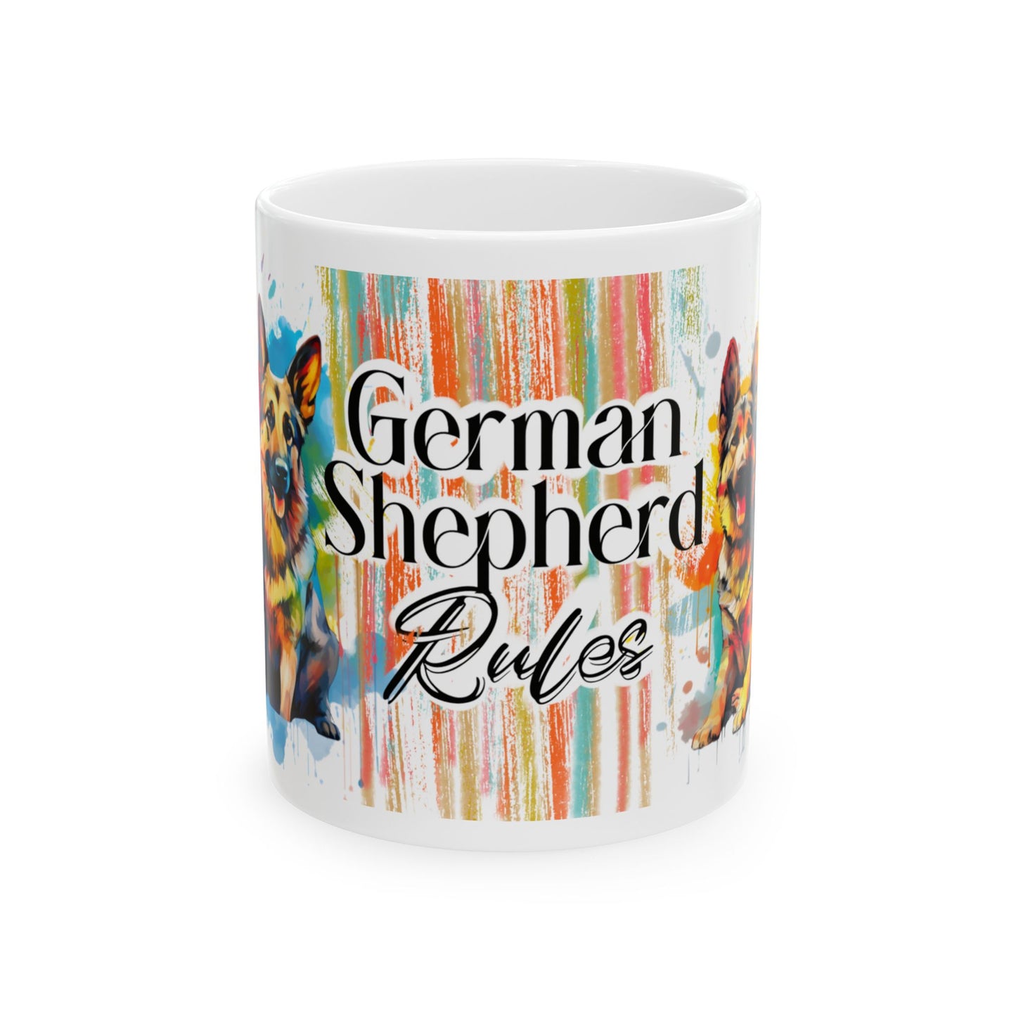 German Shepherd Rules Mug Design - 11oz & 15oz, Perfect Gift for Dog Lovers