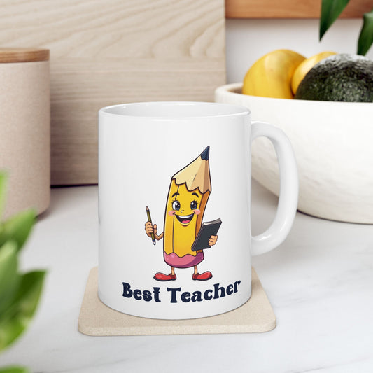 Best Teacher Mug – Pen Holding Notepad Design – Unique Gift for Educators & Mentors (11oz & 15oz)