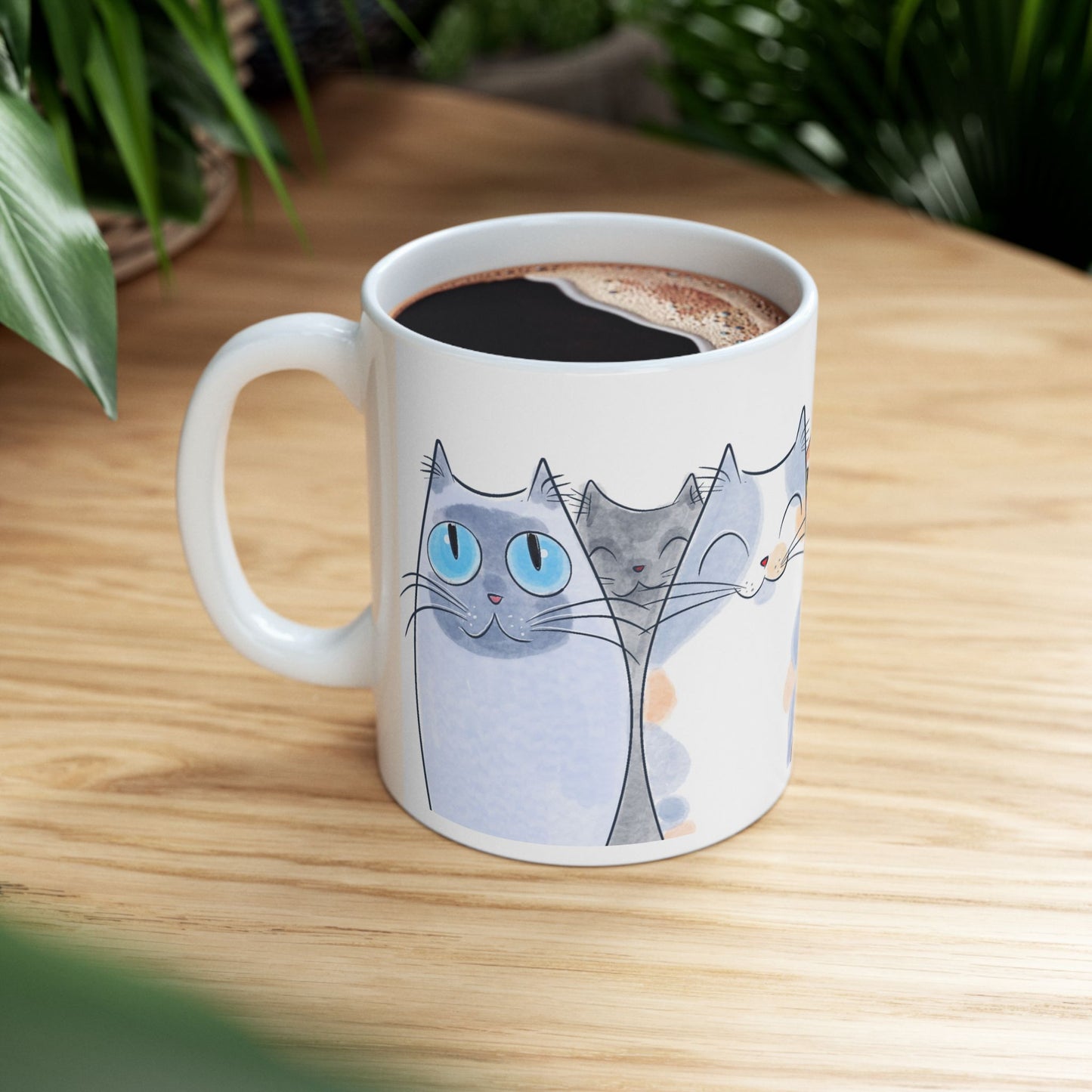 Row of Cozy Cats Mug - Perfect Gift for Cat Lovers