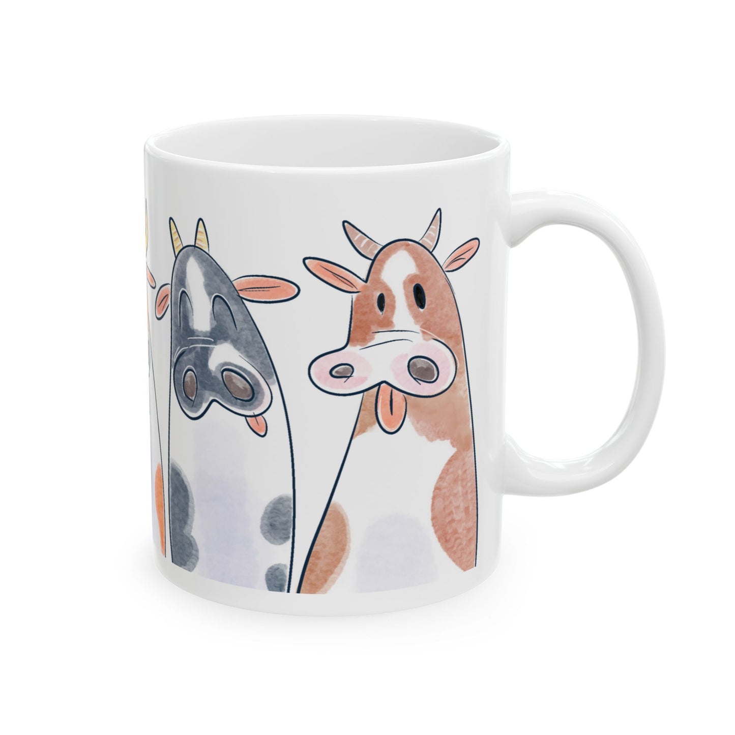 Curious Cows Lineup Mug Design - Perfect Gift for Animal Lovers and Farmhouse Decor