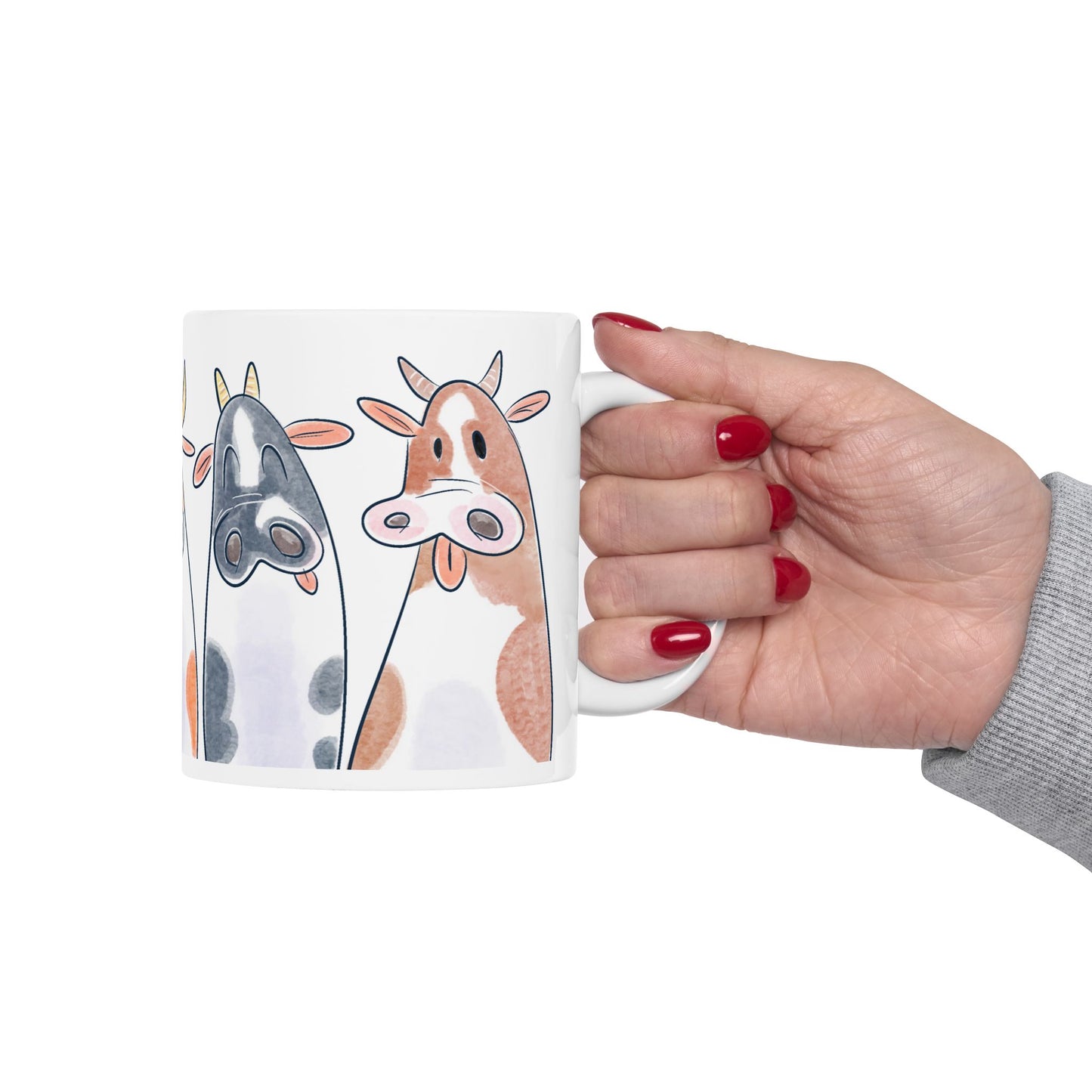 Curious Cows Lineup Mug Design - Perfect Gift for Animal Lovers and Farmhouse Decor