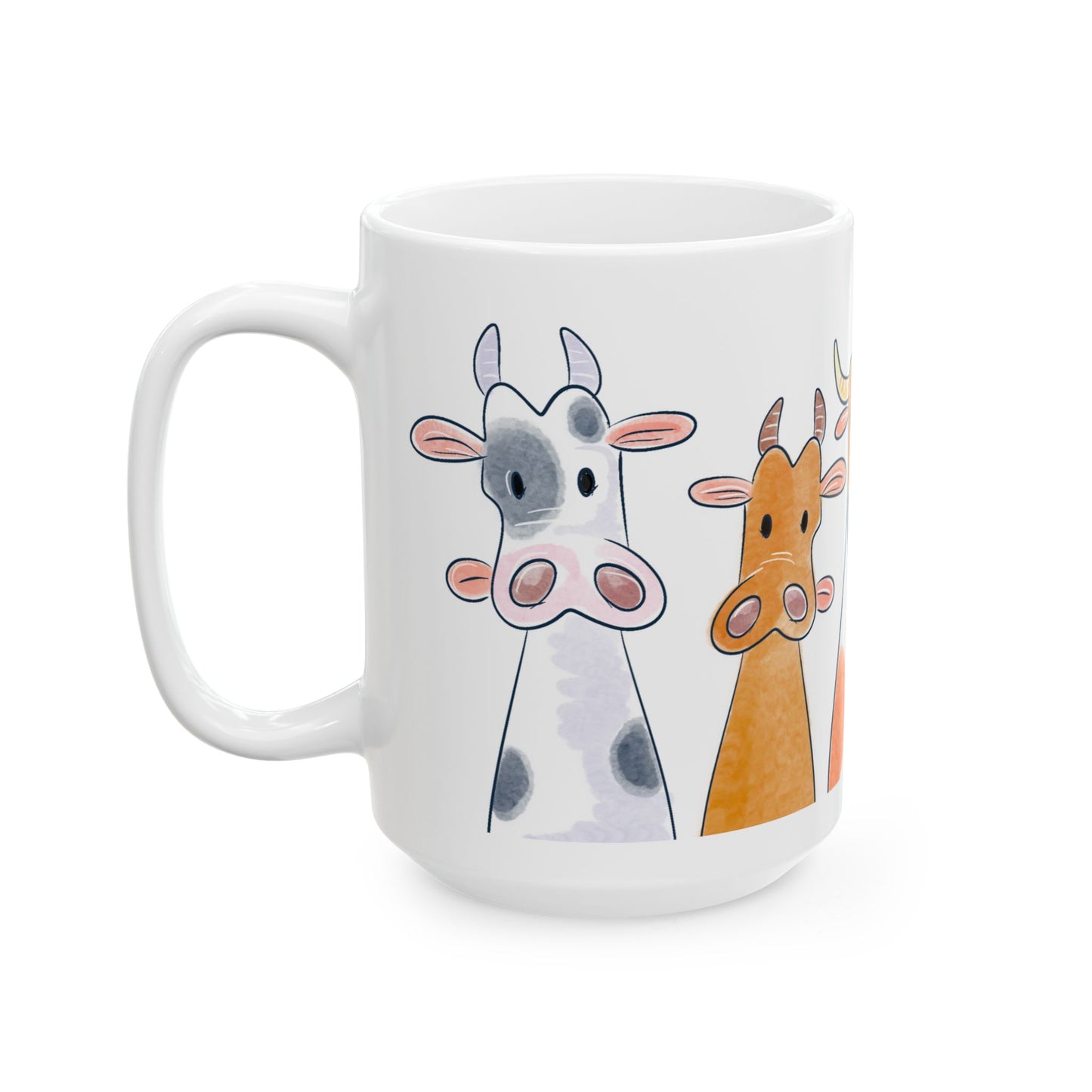 Curious Cows Lineup Mug Design - Perfect Gift for Animal Lovers and Farmhouse Decor