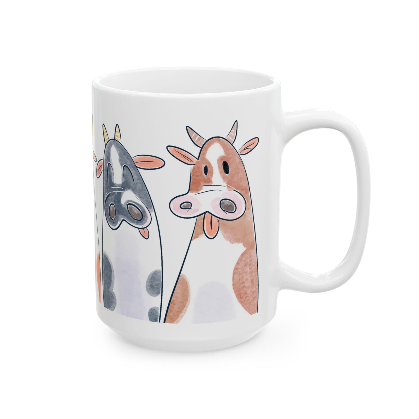 Curious Cows Lineup Mug Design - Perfect Gift for Animal Lovers and Farmhouse Decor