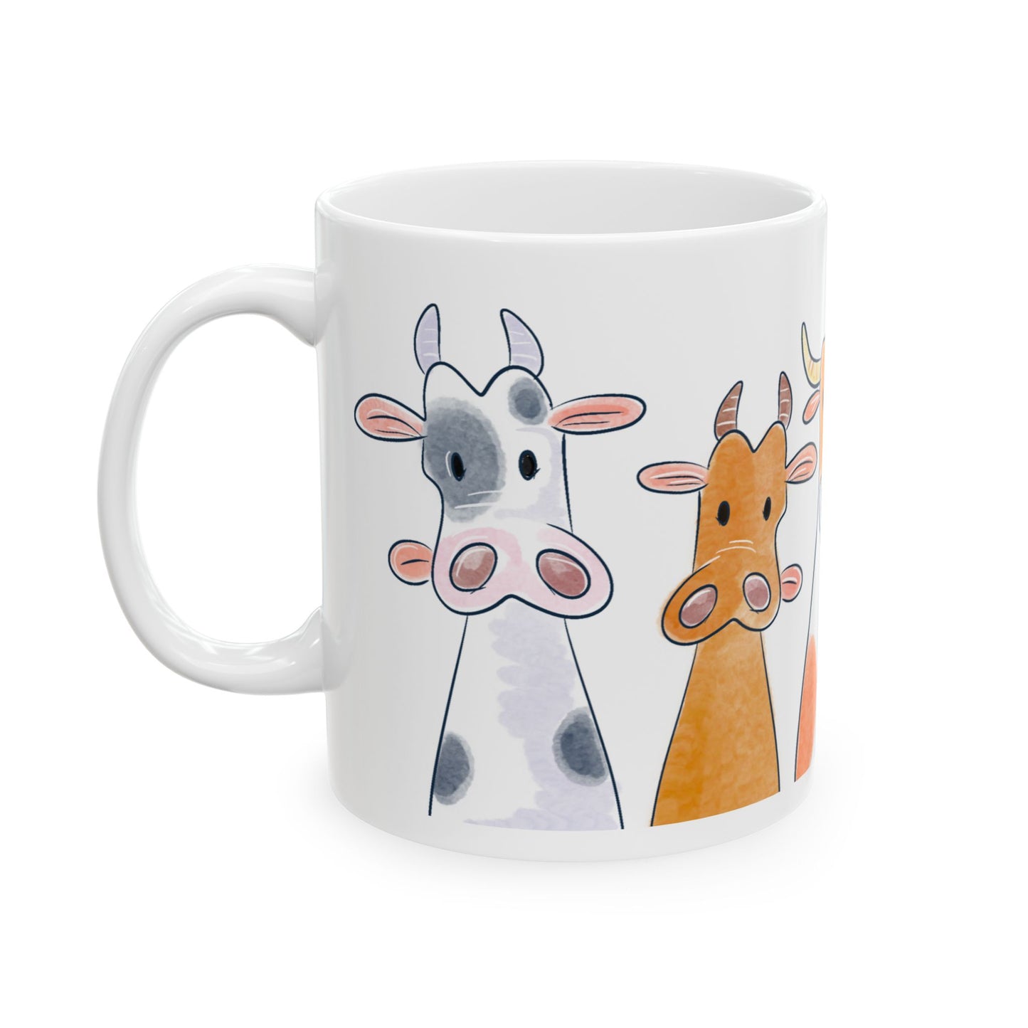 Curious Cows Lineup Mug Design - Perfect Gift for Animal Lovers and Farmhouse Decor