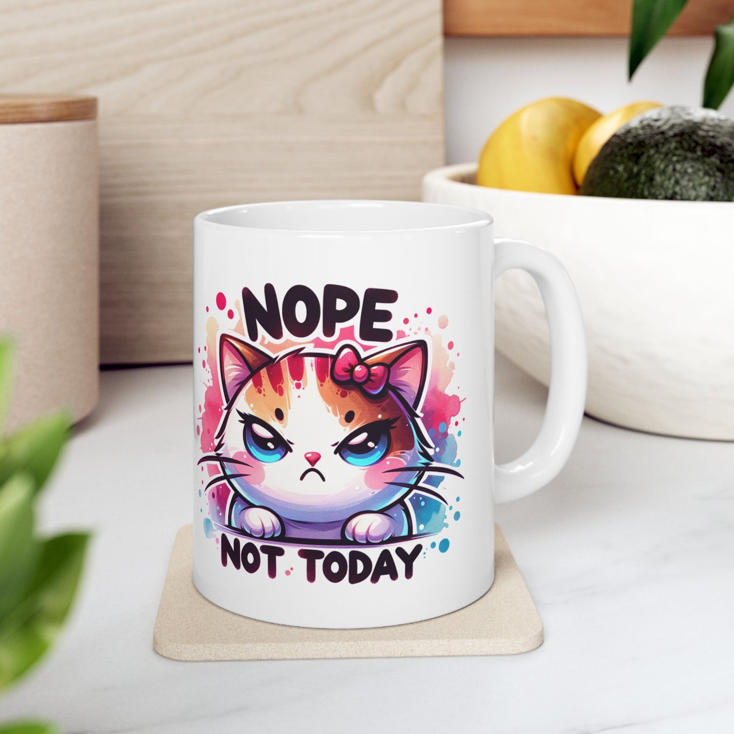 Nope Not Today Sassy Cat Mug Design - Colorful 11oz & 15oz Coffee Cup for Cat Lovers