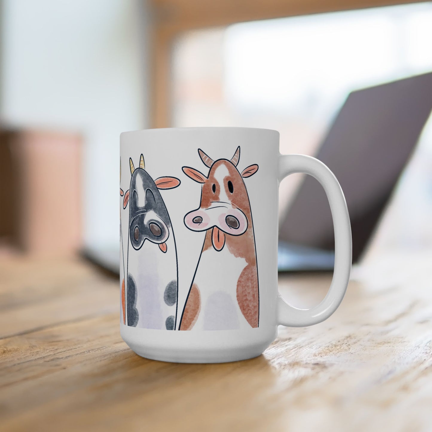 Curious Cows Lineup Mug Design - Perfect Gift for Animal Lovers and Farmhouse Decor