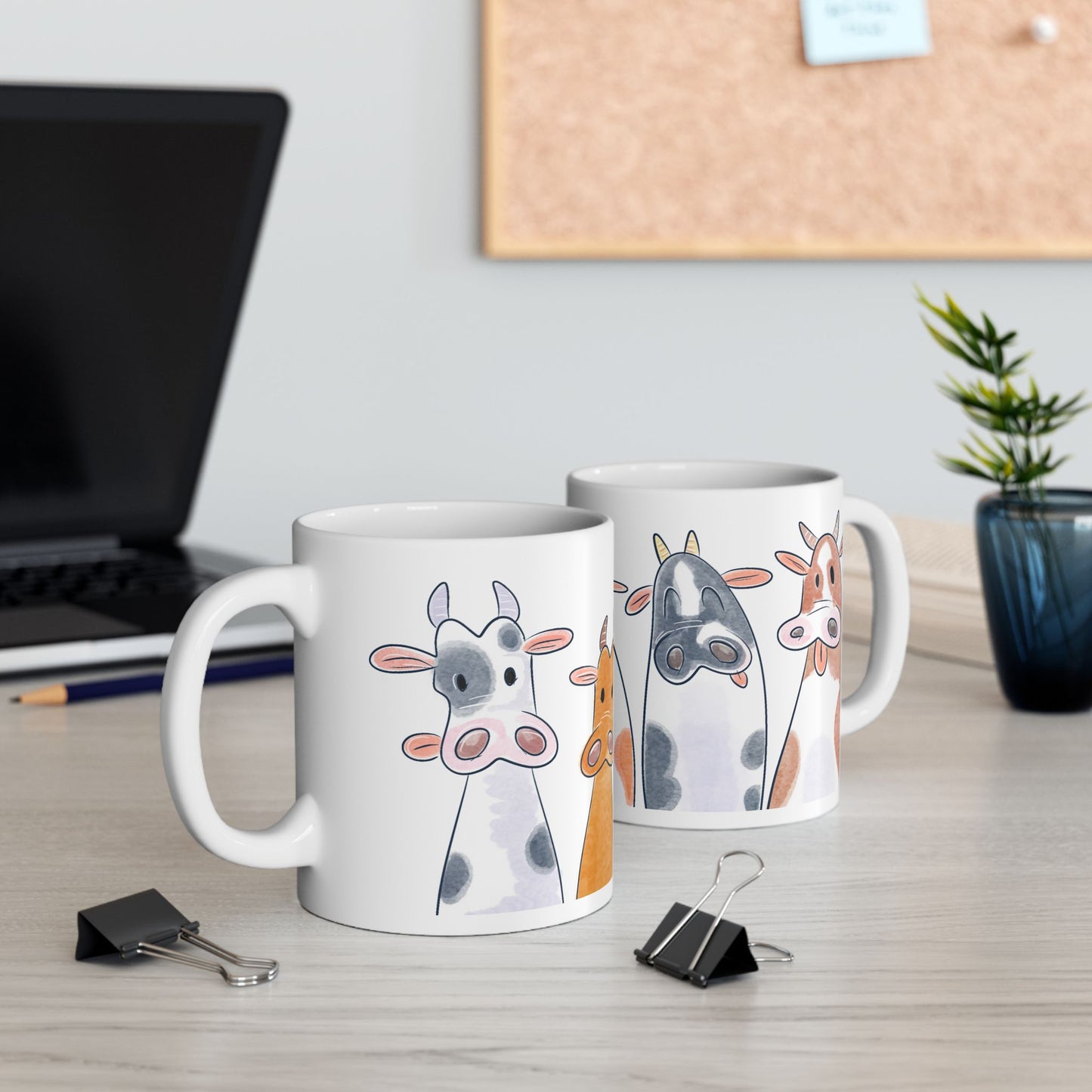 Curious Cows Lineup Mug Design - Perfect Gift for Animal Lovers and Farmhouse Decor