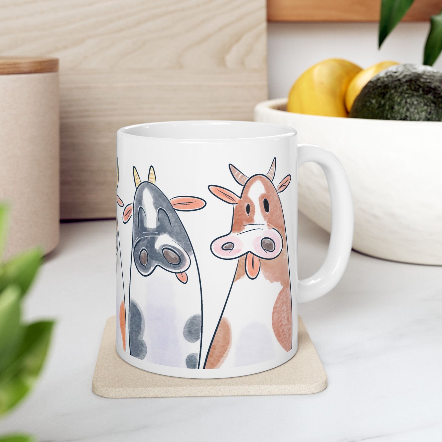 Curious Cows Lineup Mug Design - Perfect Gift for Animal Lovers and Farmhouse Decor