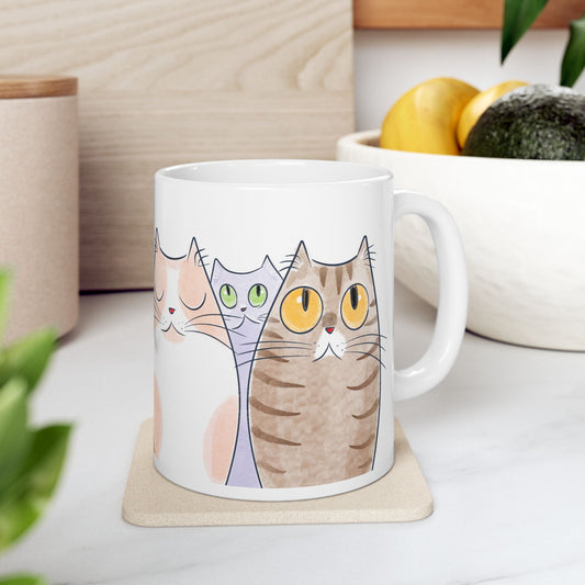 Row of Cozy Cats Mug - Perfect Gift for Cat Lovers