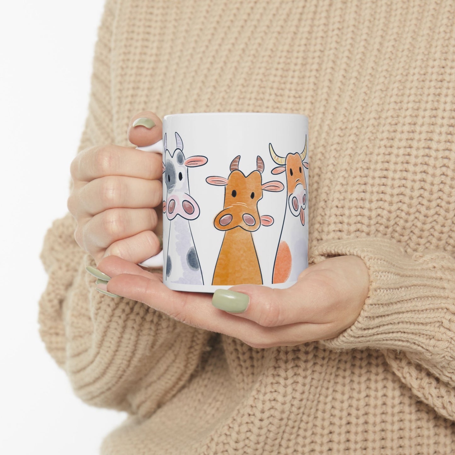 Curious Cows Lineup Mug Design - Perfect Gift for Animal Lovers and Farmhouse Decor