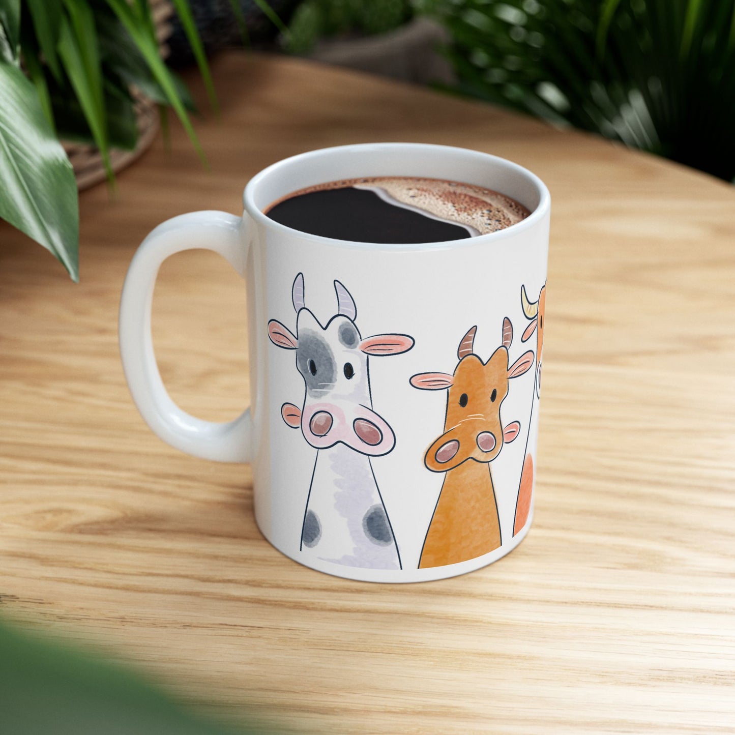Curious Cows Lineup Mug Design - Perfect Gift for Animal Lovers and Farmhouse Decor